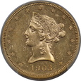 USA, 10 Dolarów Liberty Head 1903 rok, AU 58 PCGS