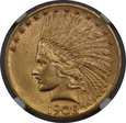 USA, 10 Dolarów Indian Head 1908 D MOTTO rok, NGC