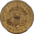 USA, 20 Dolarów Liberty Head 1858 S rok, NGC AU 53