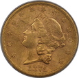 USA, 20 Dolarów Liberty Head 1874 S rok, PCGS AU 58      
