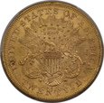 USA, 20 Dolarów Liberty Head 1874 S rok, PCGS AU 58      