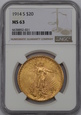 USA, 20 Dolarów St. Gaudens 1914 S rok,  NGC MS 63