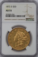 USA, 20 Dolarów Liberty Head 1872 S rok,  NGC AU 55
