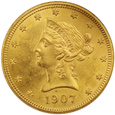 USA 10 Dolarów 1907 rok ok.MS62(2) /F/