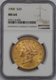 USA, 20 Dolarów Liberty Head 1900 rok, NGC MS 64