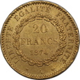 Francja, 20 Franków 1874 A rok, Anioł, Paryż  