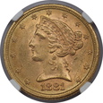 USA, 5 Dolarów Liberty Head 1881 rok, MS 62 NGC, /K8/