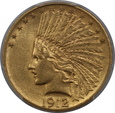 USA, 10 Dolarów Indian Head 1912 rok, AU 58 PCGS