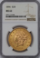 USA, 20 Dolarów Liberty Head 1896 rok, NGC MS 62