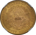 USA, 20 Dolarów Liberty Head 1896 rok, NGC MS 62