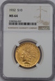 USA, 10 Dolarów Indian Head 1932 rok, NGC MS 64