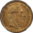 Belgia, 20 Franków Leopold II 1875 rok, NGC MS 64, /K3/