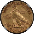 USA, 10 Dolarów Indian Head 1908 D MOTTO rok, AU 55 NGC