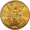 Meksyk 50 Peso 1947 rok 37.5g czystego złota/F/