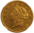 USA 20 Dolarów 1861  NGC AU DETAILS  ciekawy rocznik/K1/21
