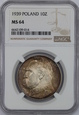 Polska, II RP, 10 Złotych 1939 rok, Piłsudski, NGC MS 64, /K5/