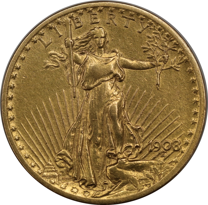 USA, 20 Dolarów St. Gaudens 1908 NO MOTTO rok