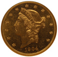 USA 20 Dolarów 1904  Rok NGC MS62 PROOF LIKE /F/