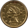 USA, 2,5 Dolara Liberty Head 1905 rok, /K4/