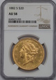 USA, 20 Dolarów Liberty Head 1882 S rok, NGC AU 58