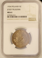Polska, II RP, 5 Złotych  1934 rok,  NGC MS 61 