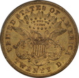 USA, 20 Dolarów Liberty Head 1875 S rok,  PCGS AU 55 