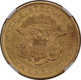 USA, 20 Dolarów Liberty Head 1861 rok , NGC 