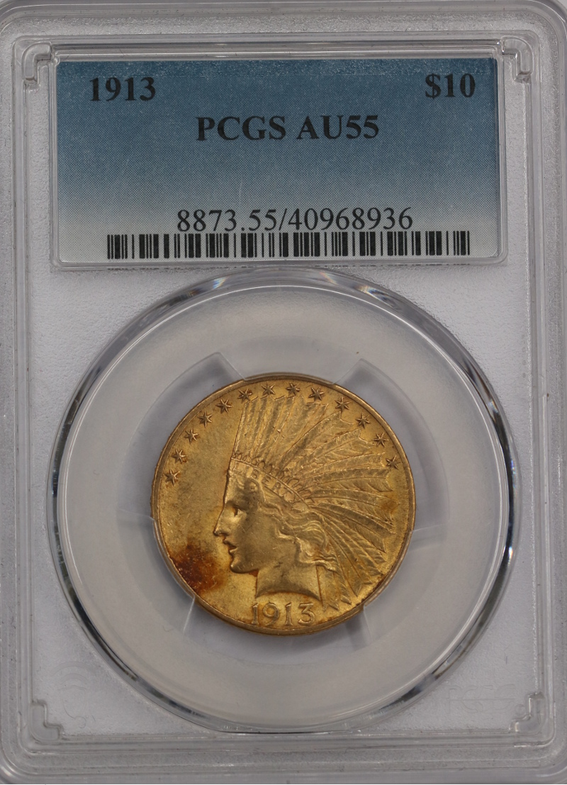 USA, 10 dolarów Indian Head 1913 rok, PCGS AU 55