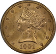 USA, 10 Dolarów Liberty Head 1901 S rok, MS 63 PCGS