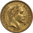 Francja, 20 Franków Napoleon III 1863 BB rok 