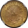 USA, 20 Dolarów Liberty Head 1888 S rok, NGC AU 58