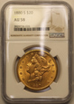 USA 20 Dolarów 1880 S  Rok NGC AU 58              (F)