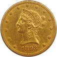 USA  10 Dolarów 1893 rok / F /