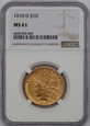 USA, 10 Dolarów Indian Head 1910 D rok, MS 61 NGC