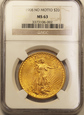 USA 20 Dolarów 1908 No Motto rok  NGC MS 63