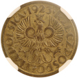 Polska, II RP, 5 groszy 1923 rok, Mosiądz, NGC MS 64 