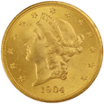 USA  20 Dolarów 1904 rok/ F/ ok MS63