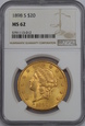 USA, 20 Dolarów Liberty Head 1898 S rok, NGC MS 62