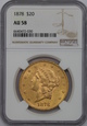 USA, 20 Dolarów Liberty Head 1878 rok, NGC AU 58