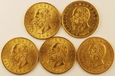 Włochy 5 szt 20 lirów 1863-1877r.29g czystego złota/P/ 