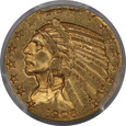 USA, 5 Dolarów Indian Head 1908 rok, AU 55 PCGS