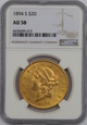 USA, 20 Dolarów Liberty Head 1894 S rok, NGC AU 58