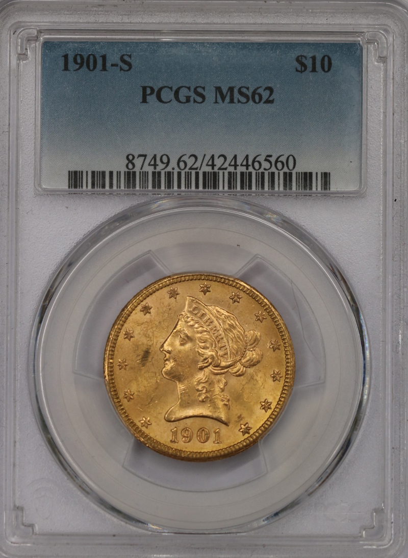 USA, 10 Dolarów Liberty Head 1901 S rok, MS 62  PCGS