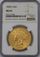 USA, 20 Dolarów Liberty Head 1898 S rok, NGC MS 62