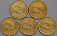 USA, Zestaw 5 sztuk 20 Dolarów, St.Gaudens 1908/1922/1924 rok