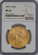 USA, 20 Dolarów Liberty Head 1897 S rok, MS 62 NGC 