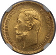 Rosja, Mikołaj II, 5 Rubli 1904 AP rok, NGC MS 65