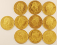 Włochy Zestaw 10 szt 20 Lirów 1882 rok /P/58.05g czystego złota