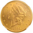 USA 20 Dolarów Liberty Head 1885 S  NGC MS 61 /F/       