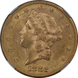 USA, 20 Dolarów Liberty Head 1882 S rok, NGC MS 60